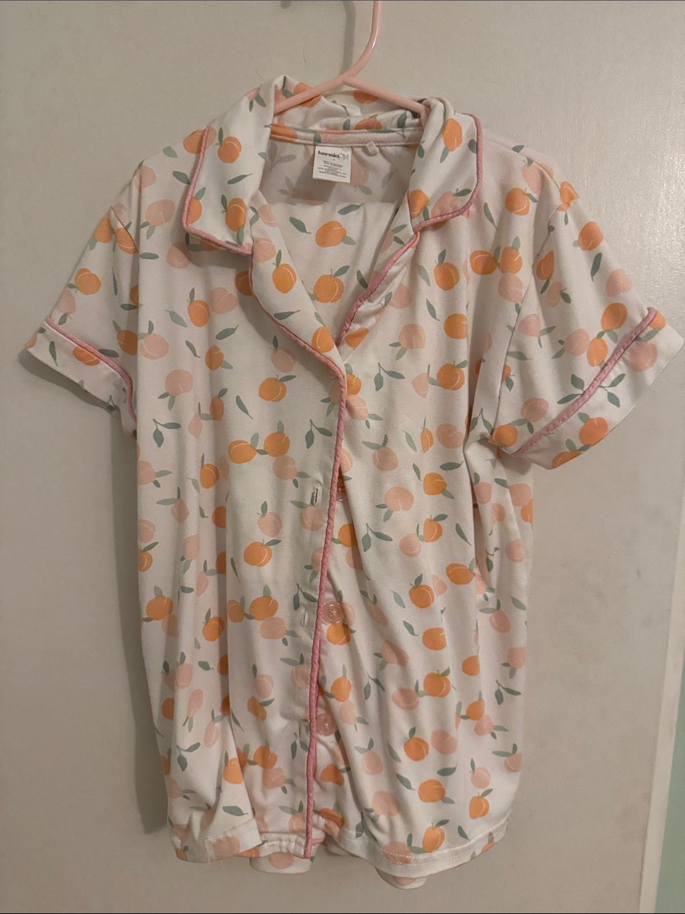 Girls Peach-Print Pajama Set - White/Peach